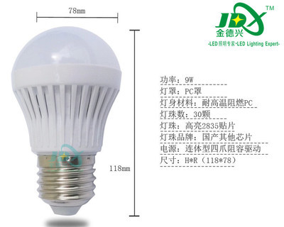深圳市金德興照明 12W超亮E27螺口LED球泡燈，節能批發熱銷之選
